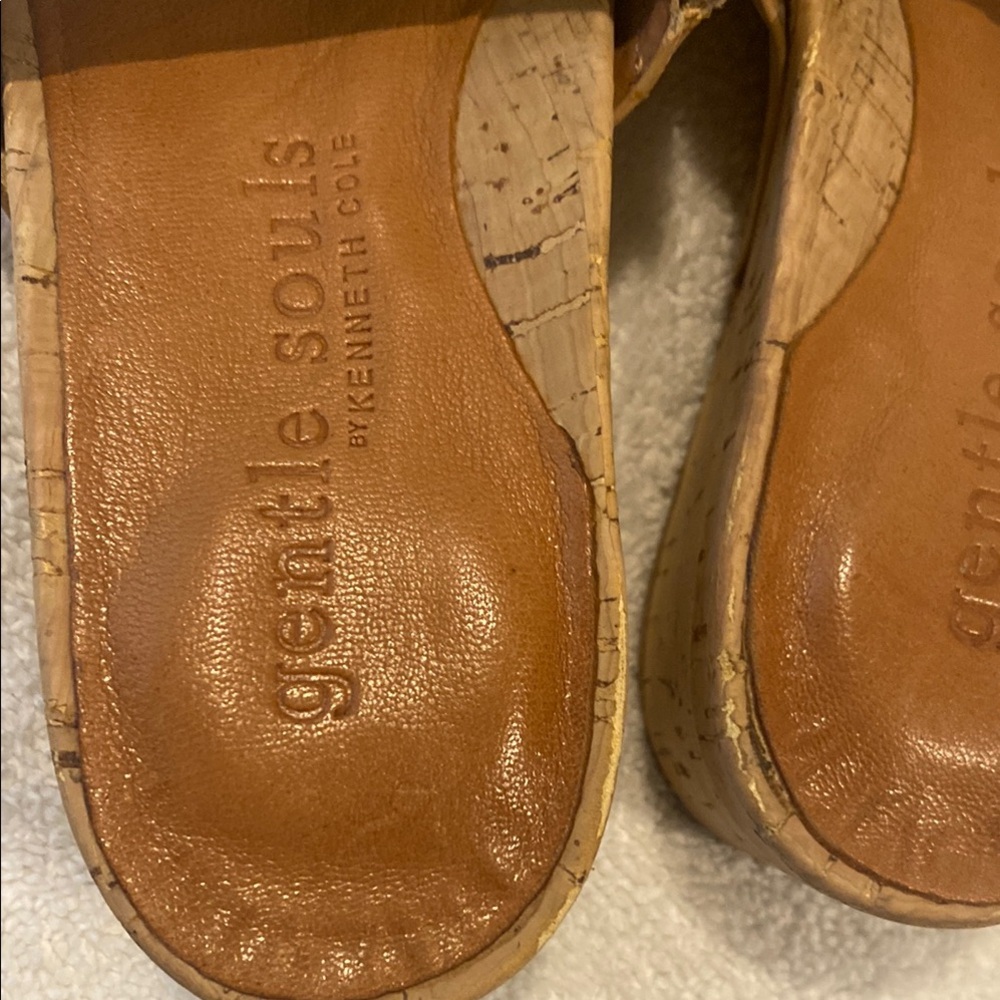 Gentle Souls Tan Leather Mules with Worn Patina